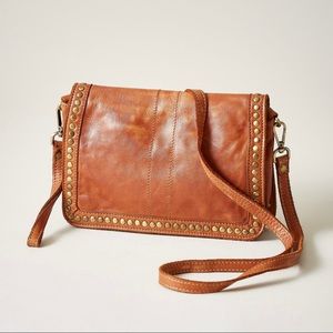 Sundance Studded Heartswell Cognac Cross Body Bag